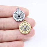 3pcs 15mm Stainless Steel 18K Eyes Charms Pendant DIY Necklace 2 Colors