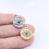 3pcs 15mm Stainless Steel 18K Eyes Charms Pendant DIY Necklace 2 Colors