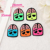 10 Pcs Halloween Brains Charms Flatback Acrylic Jewelry Findings