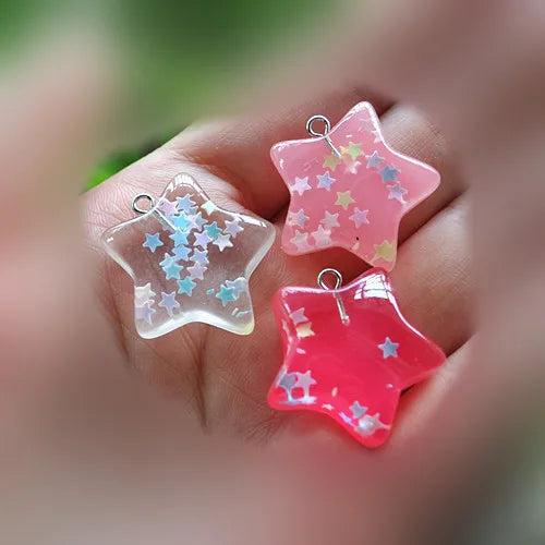 12Pcs DIY Star Resin Charms for Earring Necklace Pendant Making