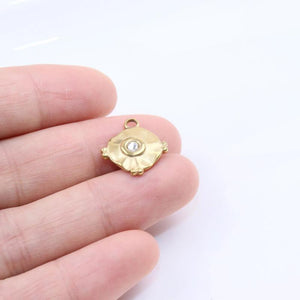 5pcs 15mm Stainless Steel Stone Charms Pendant DIY Jewelry 2 Colors