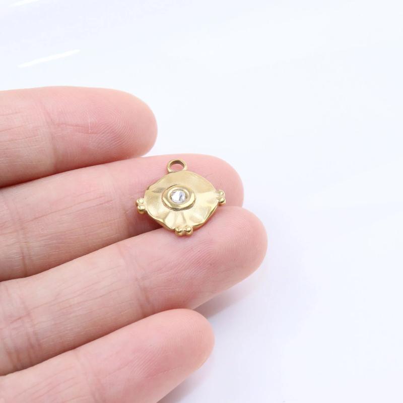 5pcs 15mm Stainless Steel Stone Charms Pendant DIY Jewelry 2 Colors