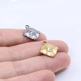 5pcs 15mm Stainless Steel Stone Charms Pendant DIY Jewelry 2 Colors
