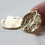 Round Brass Charm w/ Rhinestones - 22x18mm