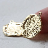 Round Brass Charm w/ Rhinestones - 22x18mm