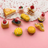 10pcs Resin Hamburger & Strawberry Charms for DIY Jewelry Making