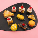 10pcs Resin Hamburger & Strawberry Charms for DIY Jewelry Making