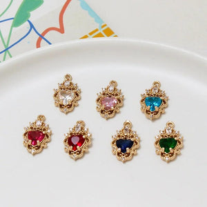 6pcs Copper Zircon Love Pendant Diy Jewelry Materials