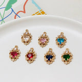 6pcs Copper Zircon Love Pendant Diy Jewelry Materials