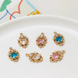 6pcs Copper Zircon Love Pendant Diy Jewelry Materials