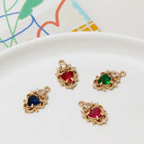 6pcs Copper Zircon Love Pendant Diy Jewelry Materials