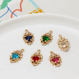 6pcs Copper Zircon Love Pendant Diy Jewelry Materials