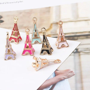 10pcs Hollow Paris Tower Bracelet Pendant Charms for DIY Jewelry Making