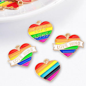 20pcs Enamel Alloy Heart Pendant LGBT Flag Charms for Necklace Bracelet