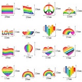 20pcs Enamel Alloy Heart Pendant LGBT Flag Charms for Necklace Bracelet