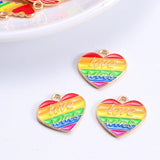 20pcs Enamel Alloy Heart Pendant LGBT Flag Charms for Necklace Bracelet