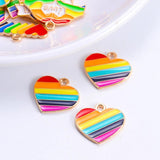 20pcs Enamel Alloy Heart Pendant LGBT Flag Charms for Necklace Bracelet
