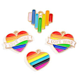 20pcs Enamel Alloy Heart Pendant LGBT Flag Charms for Necklace Bracelet