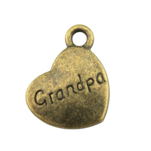 10pcs 15x18mm Double Sided Grandpa Heart Charms Family Heart Grandpa Charms