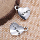 10pcs 15x18mm Double Sided Grandpa Heart Charms Family Heart Grandpa Charms