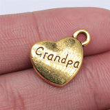 10pcs 15x18mm Double Sided Grandpa Heart Charms Family Heart Grandpa Charms