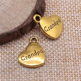 10pcs 15x18mm Double Sided Grandpa Heart Charms Family Heart Grandpa Charms