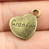 10pcs 15x18mm Double Sided Grandpa Heart Charms Family Heart Grandpa Charms