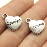 10pcs 15x18mm Double Sided Grandpa Heart Charms Family Heart Grandpa Charms