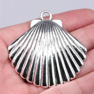 2pcs Shell Charms For Jewelry Making DIY Jewelry Findings Antique Silver Alloy