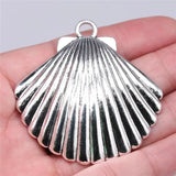 2pcs Shell Charms For Jewelry Making DIY Jewelry Findings Antique Silver Alloy