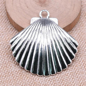 2pcs Shell Charms For Jewelry Making DIY Jewelry Findings Antique Silver Alloy