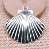 2pcs Shell Charms For Jewelry Making DIY Jewelry Findings Antique Silver Alloy