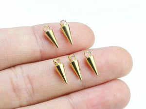 20pcs Brass Spike Earring Charms 11x4mm R909