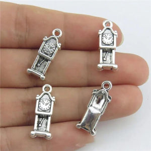 24pcs/lot Clock Charm Silver Pendant for DIY Necklace Making