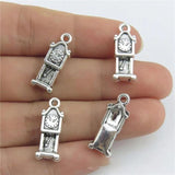 24pcs/lot Clock Charm Silver Pendant for DIY Necklace Making