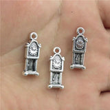 24pcs/lot Clock Charm Silver Pendant for DIY Necklace Making