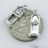24pcs/lot Clock Charm Silver Pendant for DIY Necklace Making