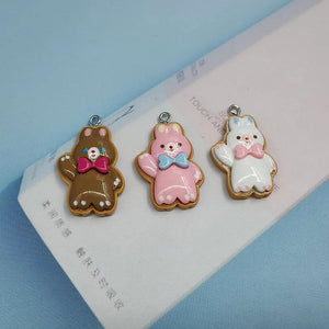 10pcs Animal Bowknot Rabbit Charms for Jewelry Making Flatblack Pendant