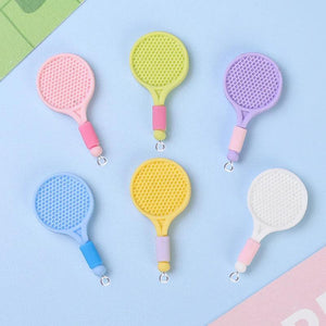 10Pcs Colorful Badminton Racket Charms for Earrings Jewelry Making