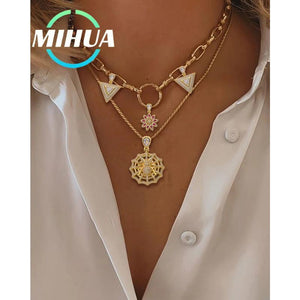 Geometric Triangle Flower Spider Mushroom Pendant Necklace DIY Jewelry Making
