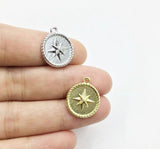 20pcs 15mm Round Star Charms Pendant Necklace Earrings