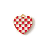 10PC Checkered Heart Enamel Charms Alloy DIY Pendants