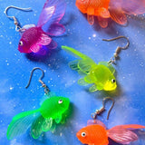 10Pcs Colorful Goldfish Model Earrings Jewelry Making Soft Rubber Fish Toy
