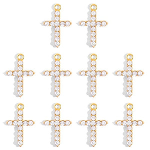 10pcs Cross Crystal Charms DIY Jewelry Making Accessories