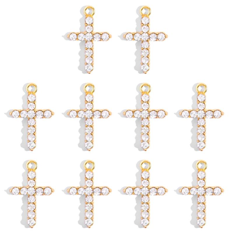 10pcs Cross Crystal Charms DIY Jewelry Making Accessories