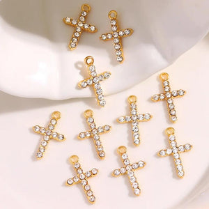 10pcs Cross Crystal Charms DIY Jewelry Making Accessories