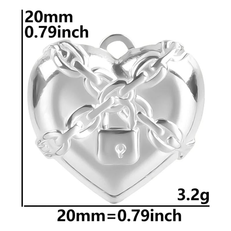 5Pcs Stainless Steel Hearts Lock for Jewelry Making