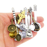 24pcs Antiqued Cooking Tools Charms Alloy Tableware Pendants