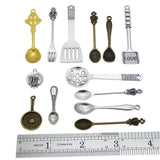 24pcs Antiqued Cooking Tools Charms Alloy Tableware Pendants