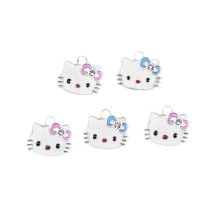 10Pcs Enamel Cat Charms Alloy Pendants DIY Jewelry Findings Making